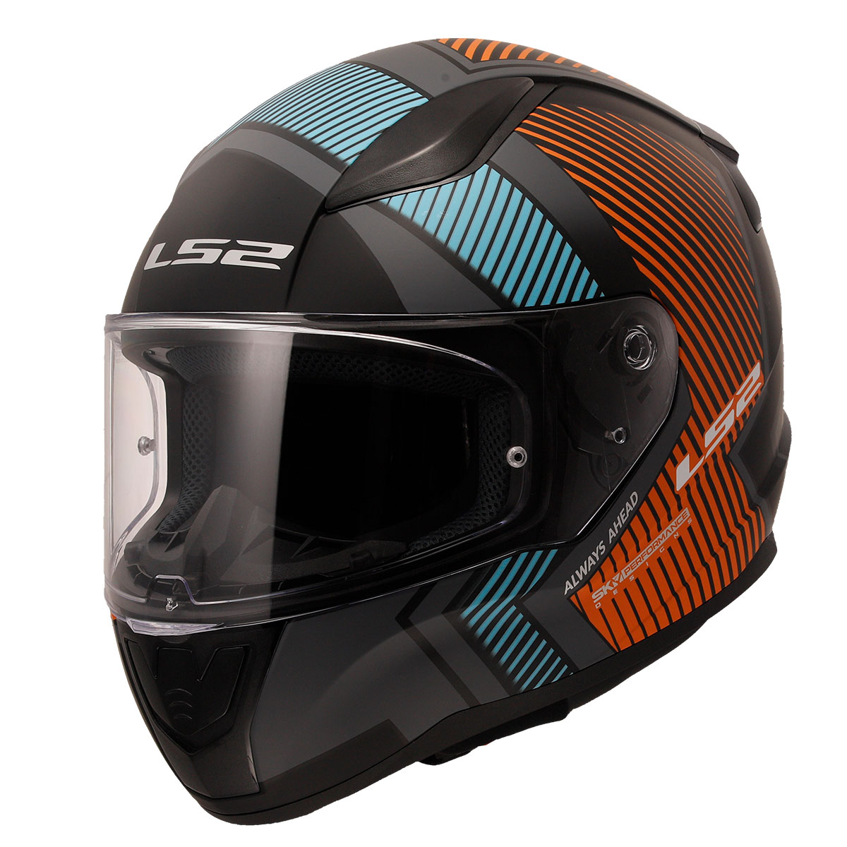 LS2 RAPID 2 EXTRA KAPALI KASK MAT GRİ - NEON TURUNCU